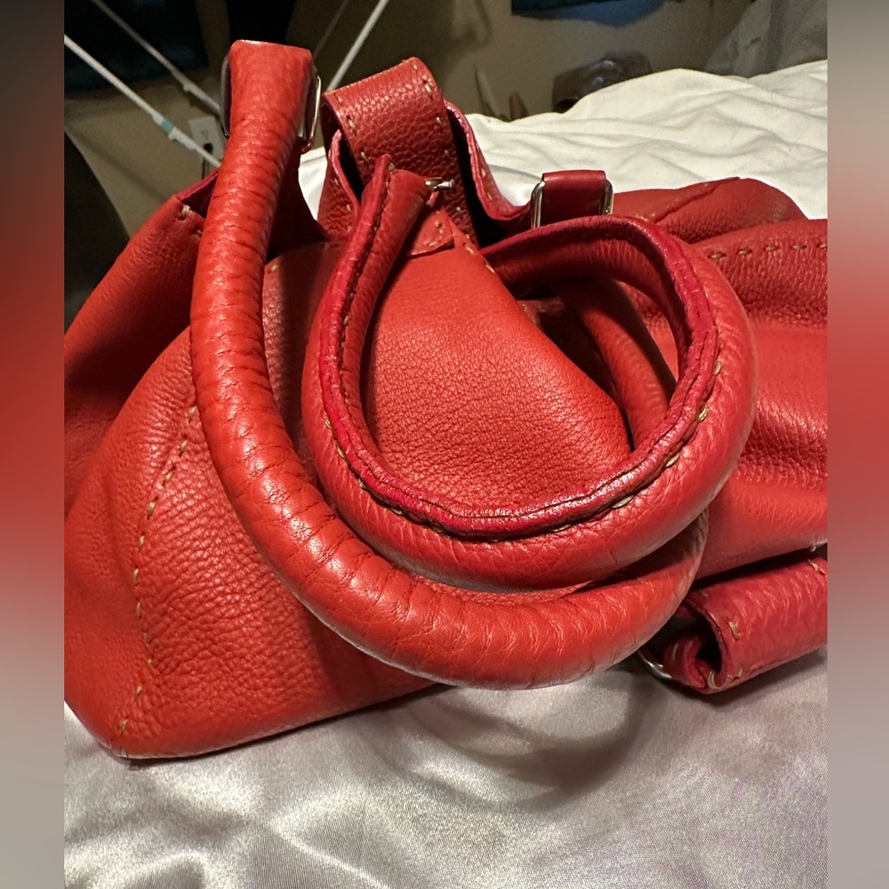 Fendi Sellaria Red Leather Bag w/Silver Hardware - Picture 5 of 12
